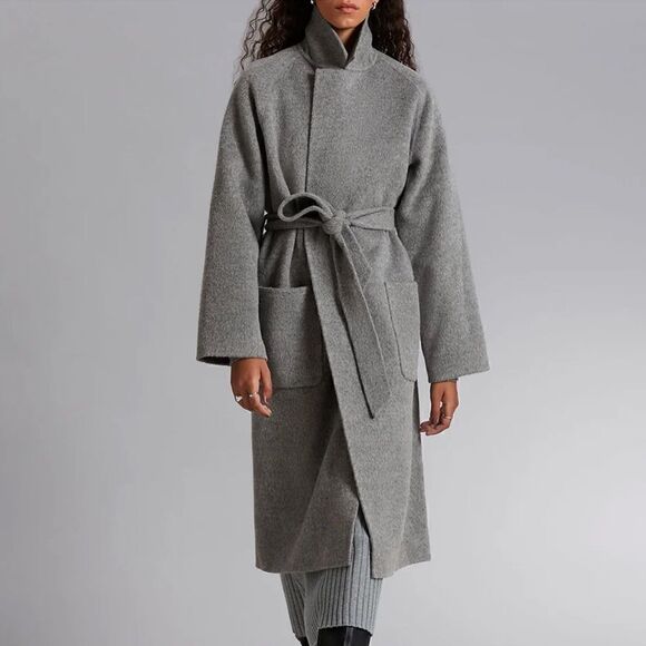 NWT ZARA Double-Faced Wool Blend Coat Grey SZ M-L - Picture 12 of 14